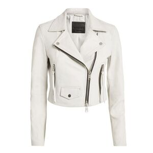 All Saints (ELORA) Women's White Crop Biker Leather Jacket